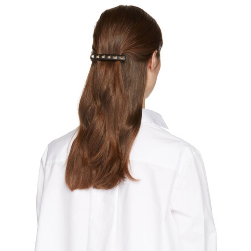 Valentino Garavani Black and Gold Rockstud Hair Clip - Sold out!